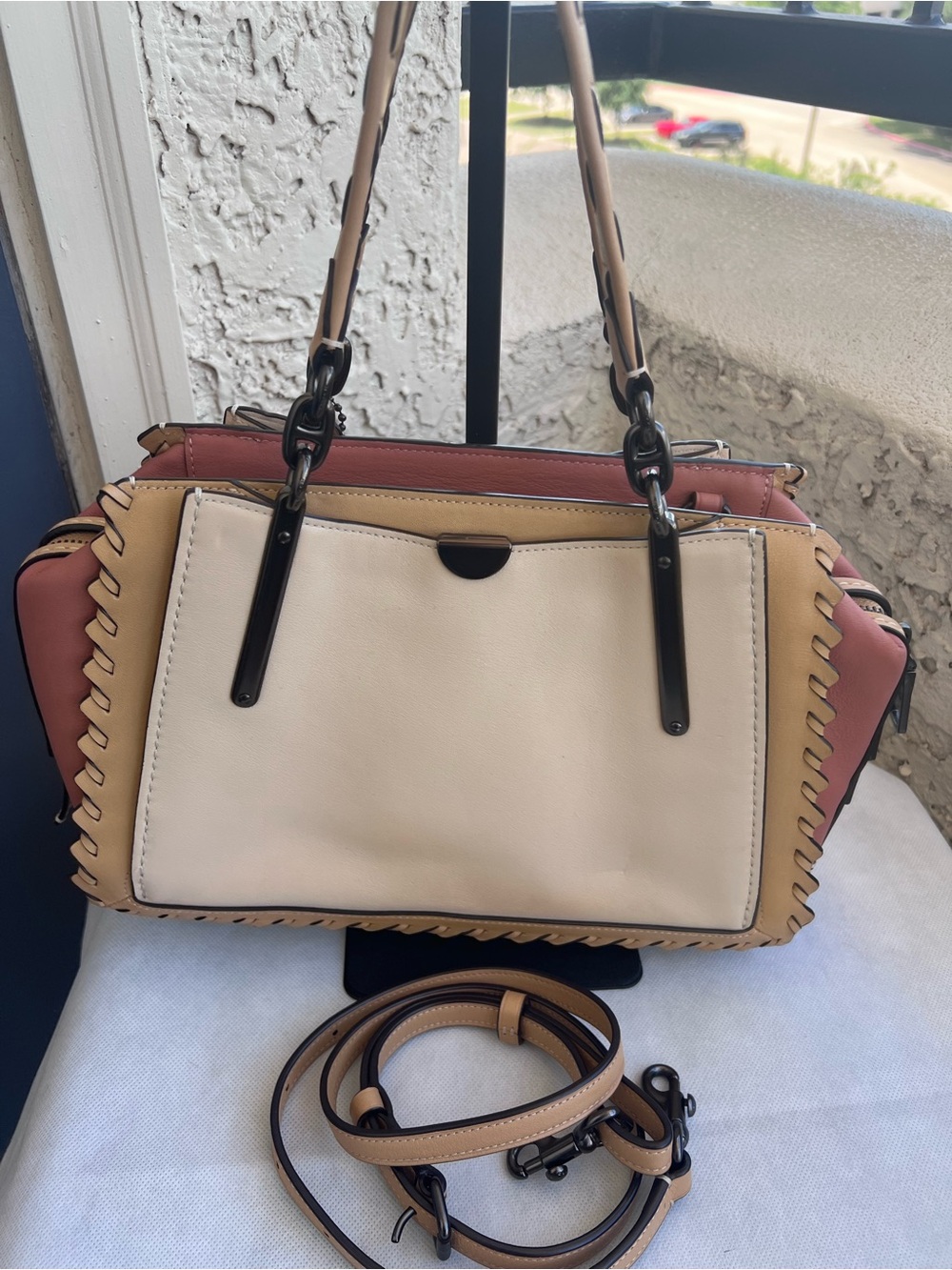 Coach Dreamer Colorblock Whipstitch Satchel Bag -